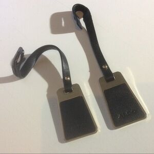 2 ALDO Black Leather Strap Gold Tone Bag Charm Tag